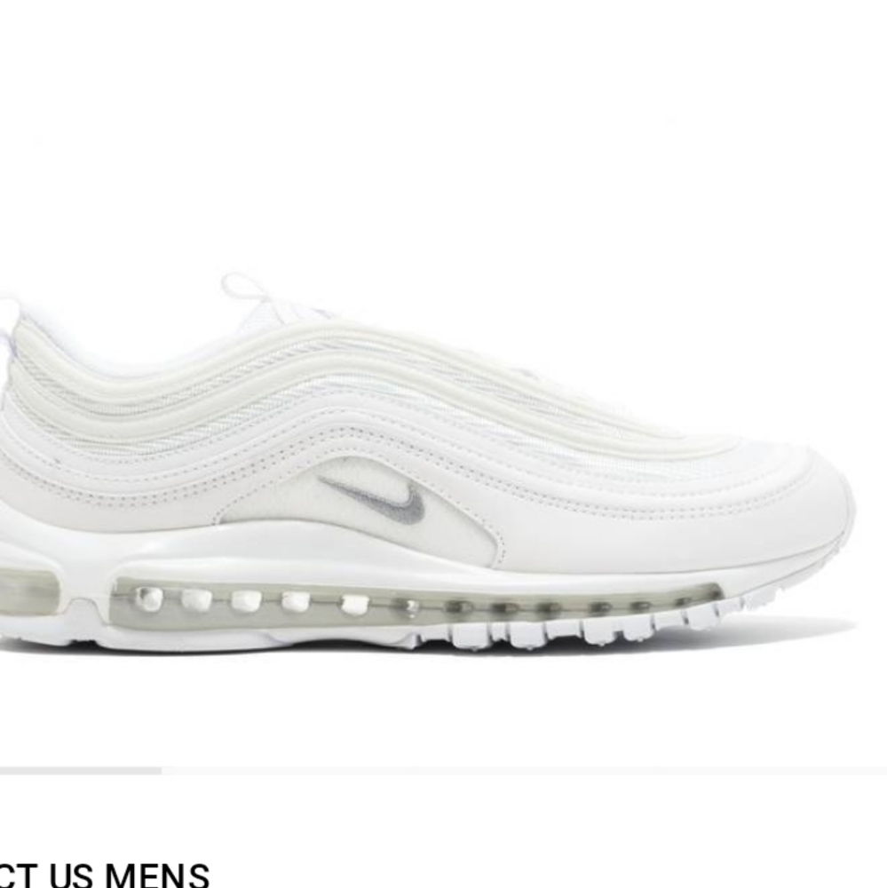 - White 97 air max size 10.5 with one flaw, but can't be seen with foot and shoe